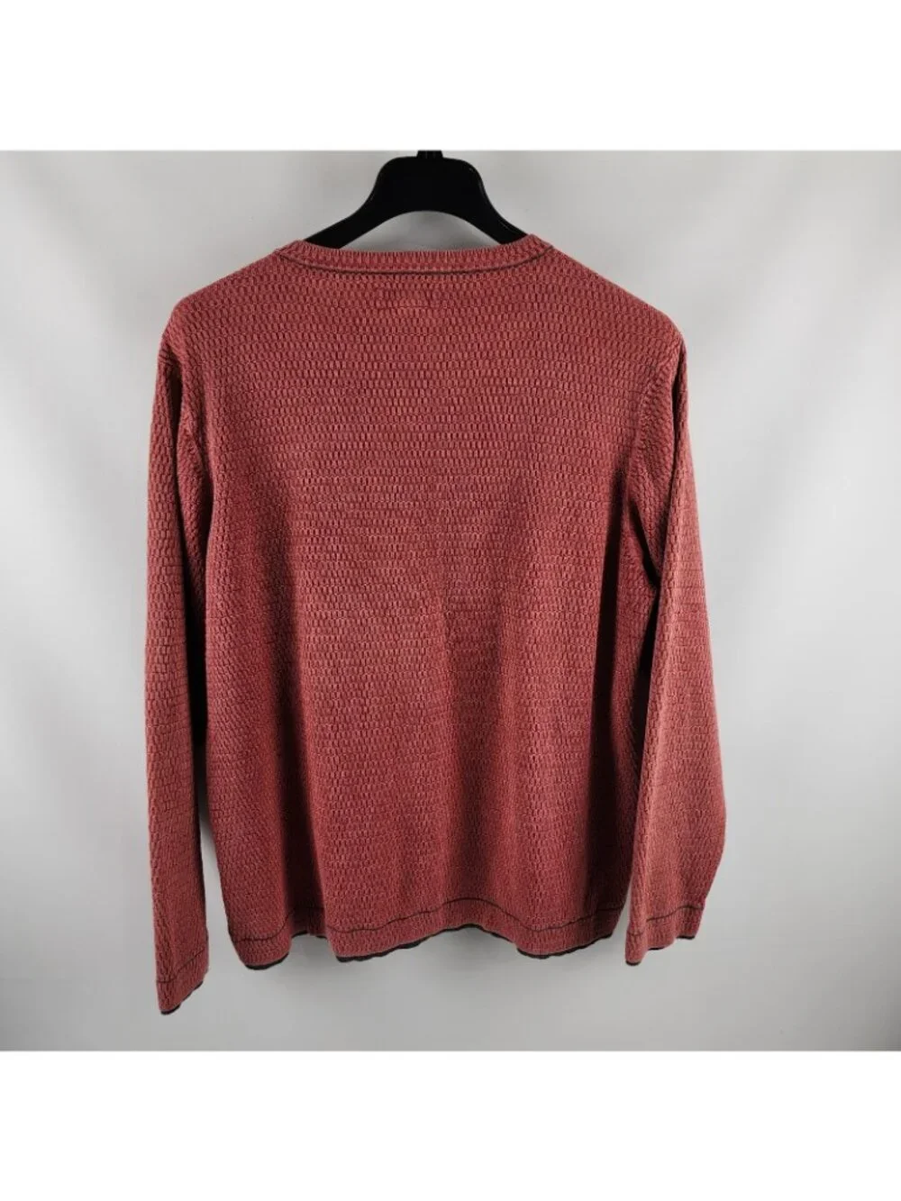 Carbon 2 Cobalt Sweater Mens XL Red Rust Waffle-Knit L/S V-Neck Pullover